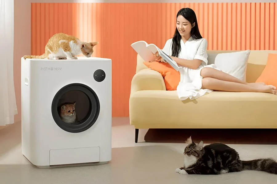 cleaning litter box